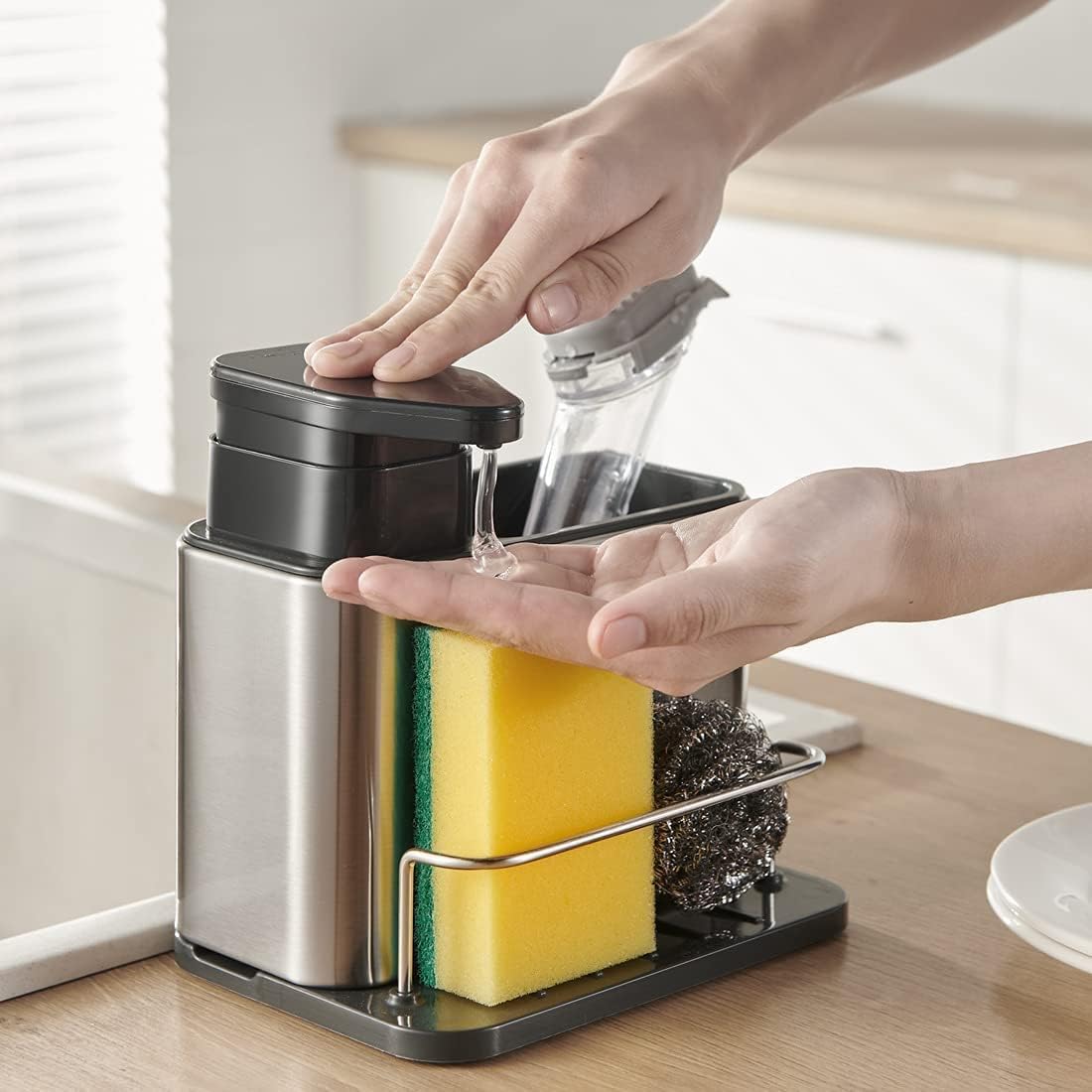 Kitchen Sink Organizer Stainless Steel With Soap Dispenser