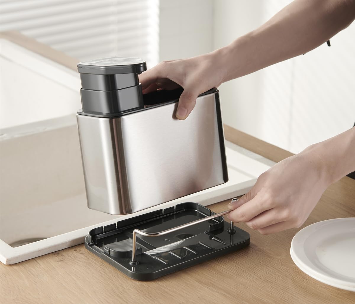 Kitchen Sink Organizer Stainless Steel With Soap Dispenser