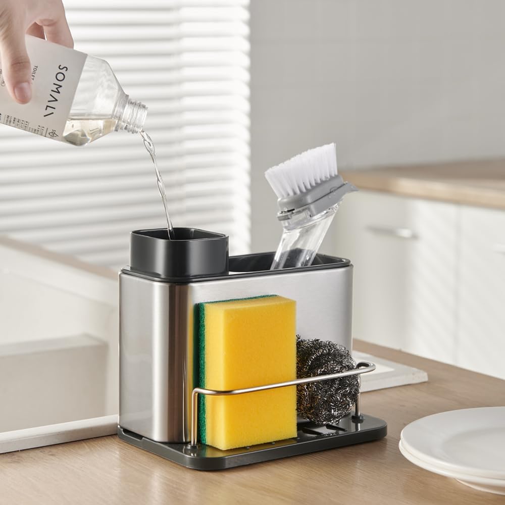Kitchen Sink Organizer Stainless Steel With Soap Dispenser