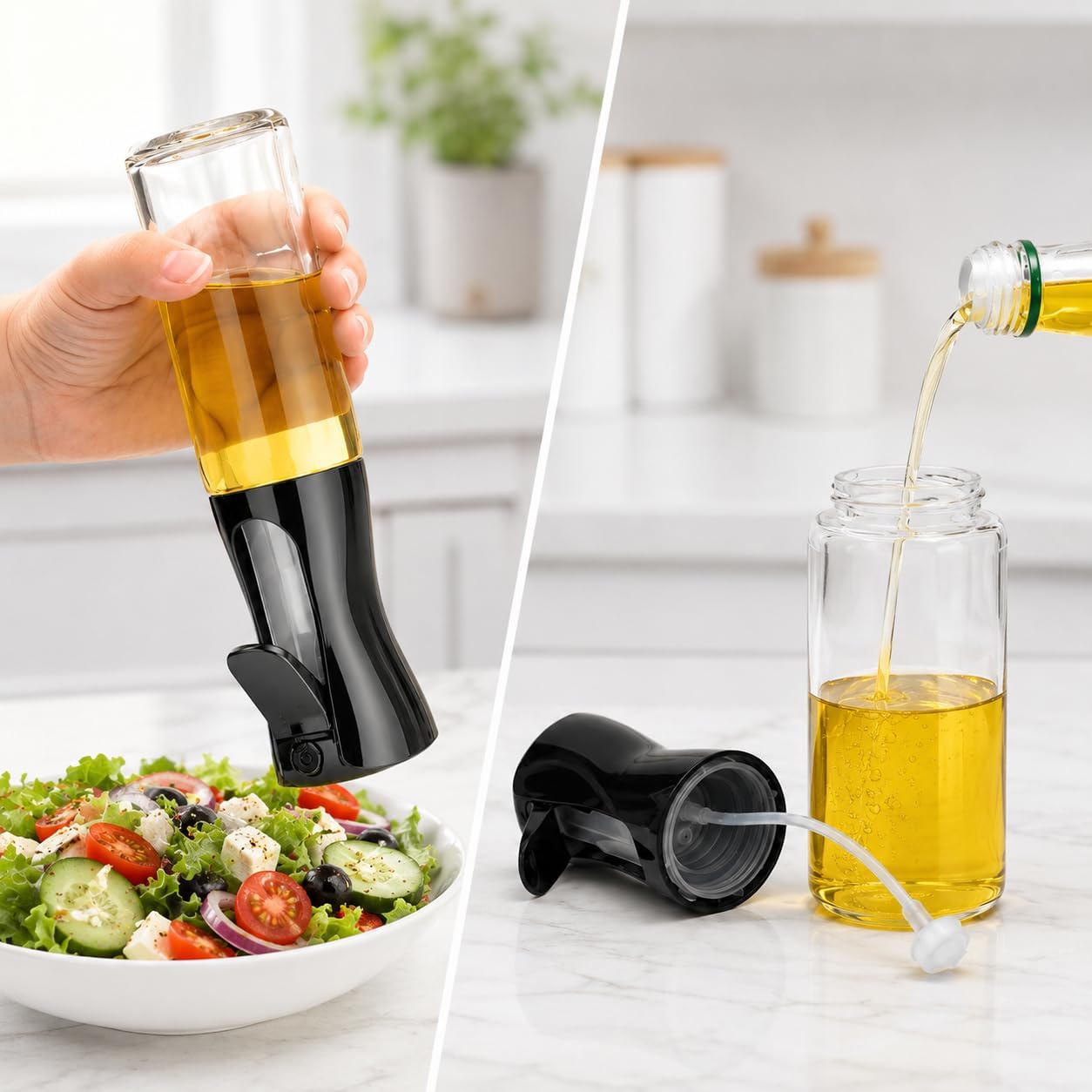 Oil Spray Bottle for Cooking, Premium Glass Dispenser for Kitchen - 200ml