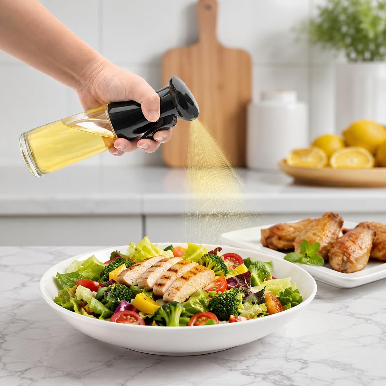 Oil Spray Bottle for Cooking, Premium Glass Dispenser for Kitchen - 200ml