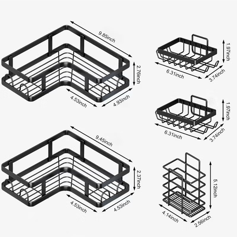 Corner Shower Caddy Shelf Bathroom Rack 5-Piece Set