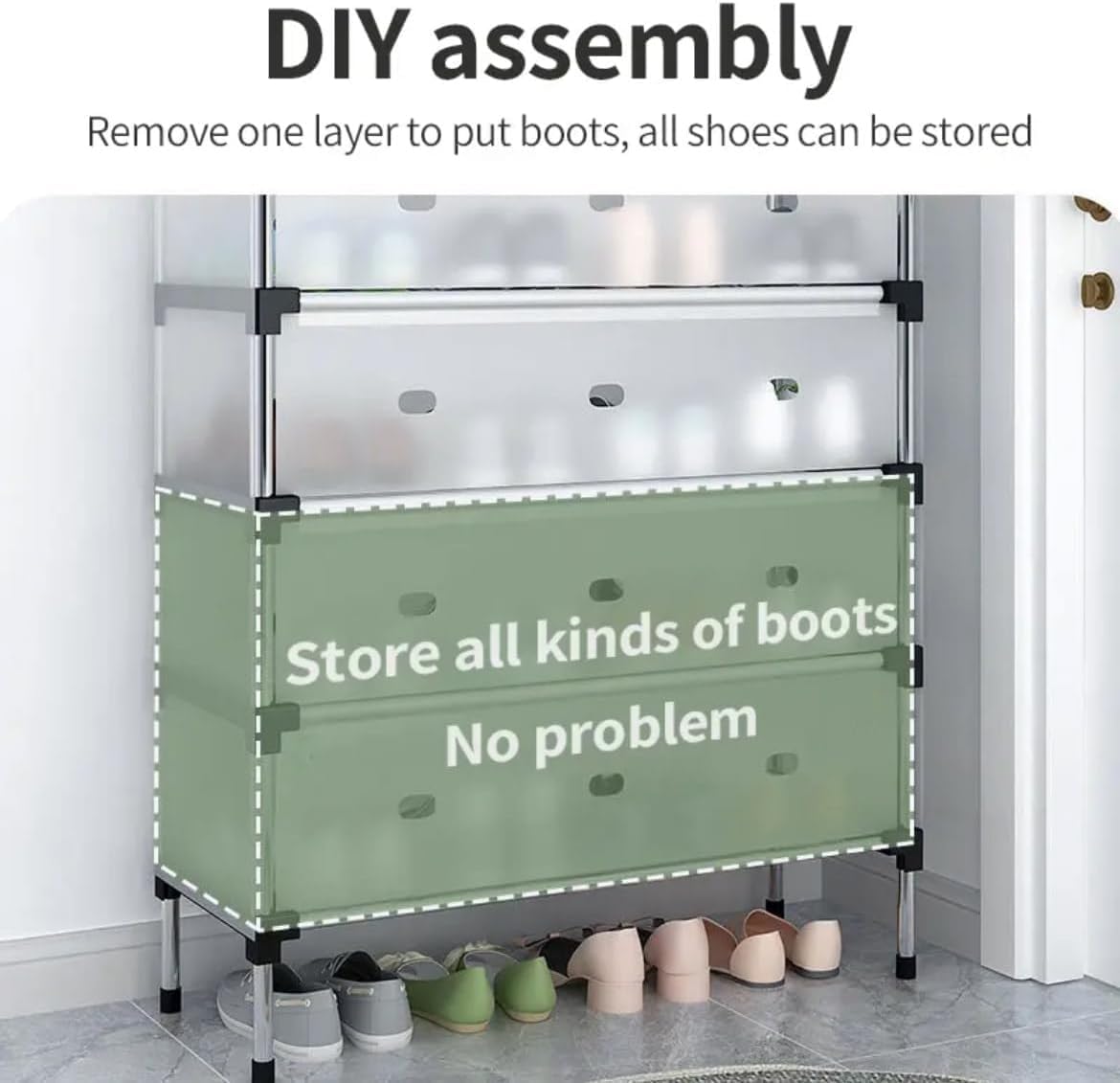 7 Layer Metal Shoe Rack with Dustproof Cover