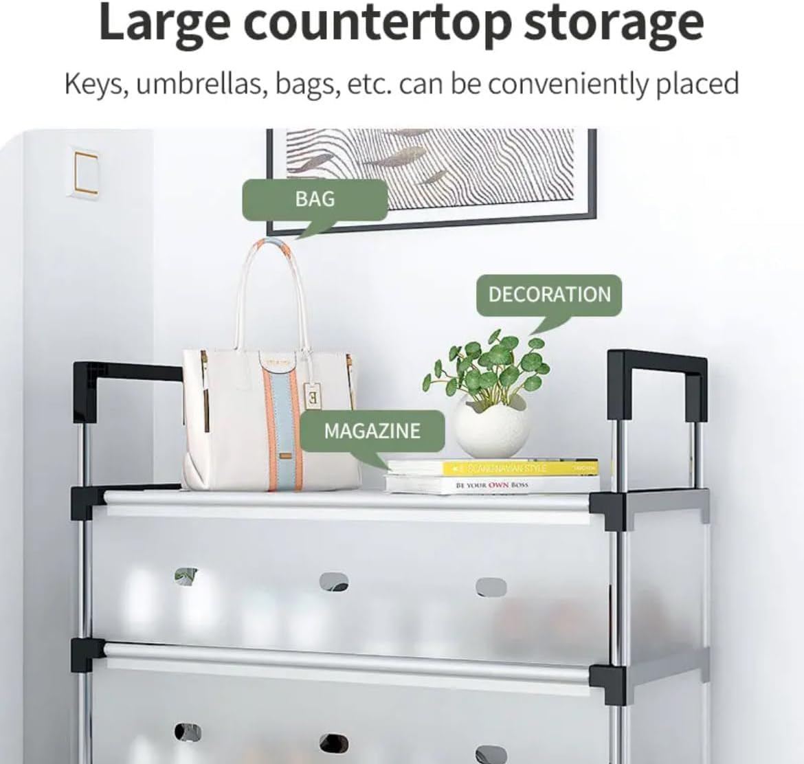 7 Layer Metal Shoe Rack with Dustproof Cover