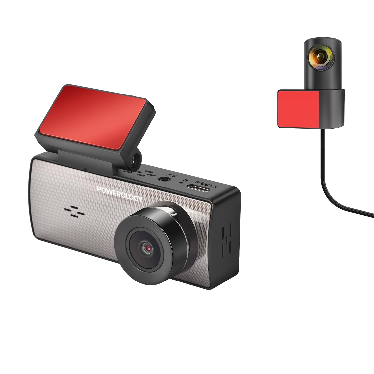 Powerology Dual Recording Dash Camera, Three-Axis Accelerometer - Black