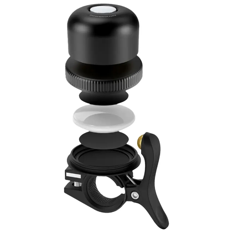 Powerology Bicycle & Scooter Bell With AirTag Mount - Black