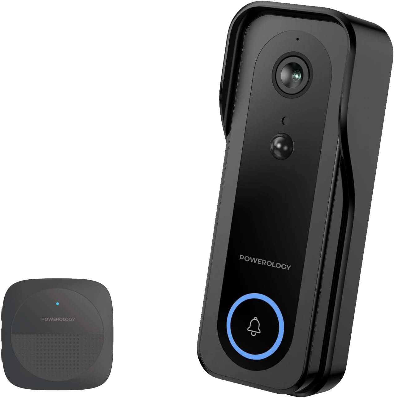 Powerology IP65 265GB 3MP Infrared Smart Camera Doorbell, 5200mAh - Black