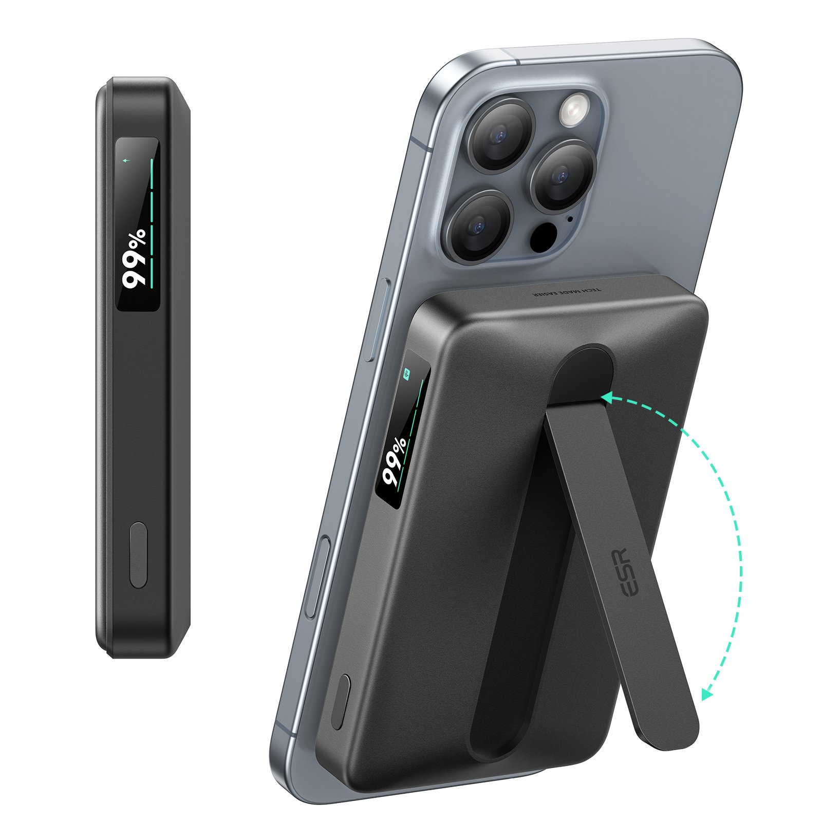 ESR Power Bank 10000mAh Qi2 MagSlim Kickstand - Black