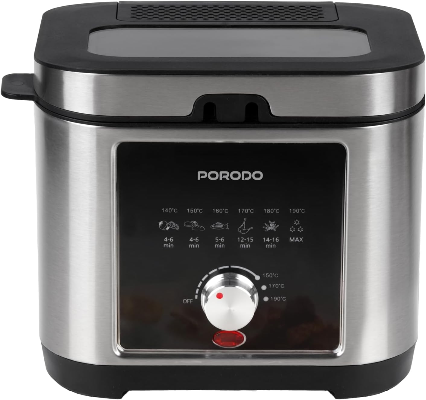Porodo Lifestyle Stainless Steel 2.5L Deep Fryer with Adjustable Temperature & Non-Stick Tray - Silv