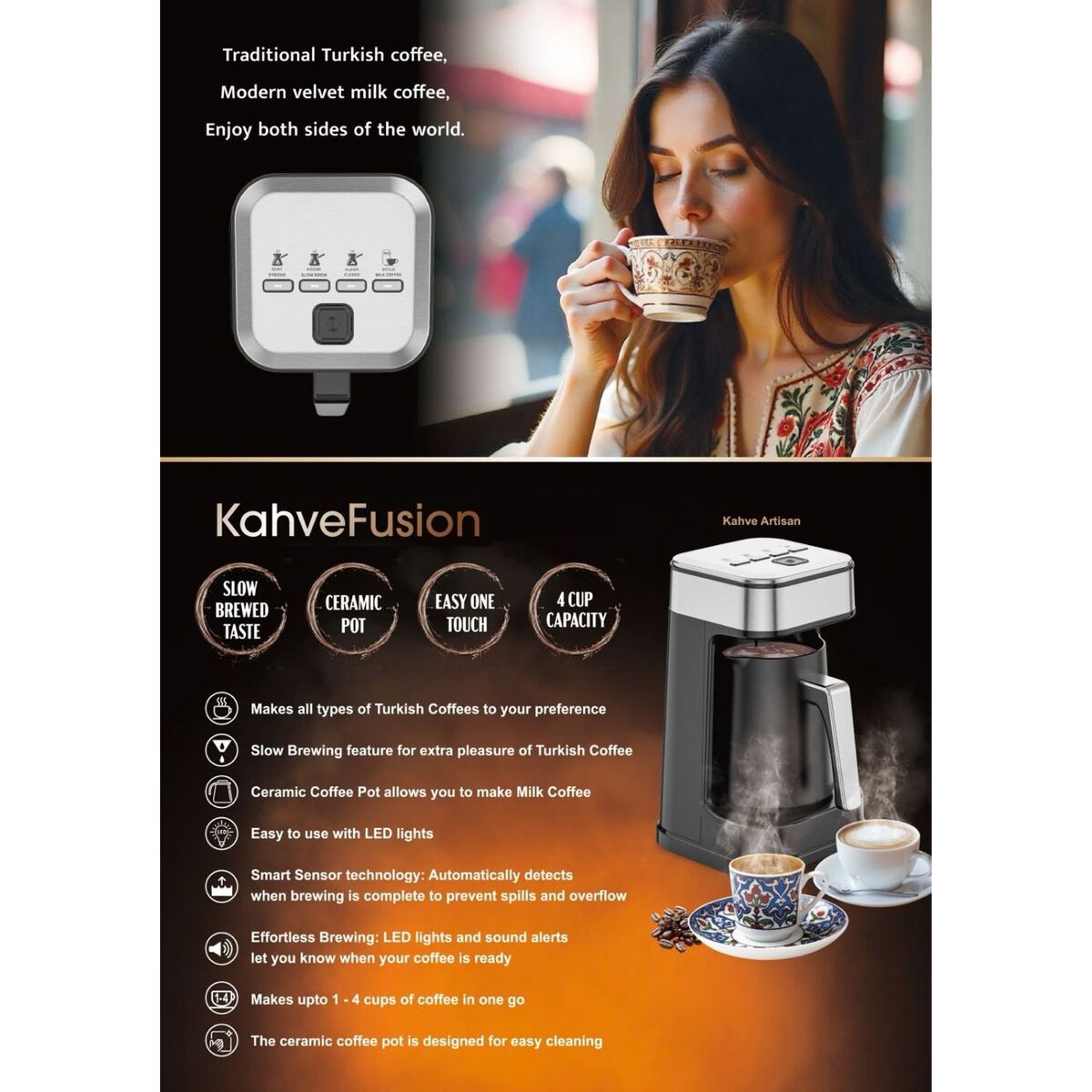 Orca Dual Smart Turkish Coffee Maker, OR-PR79 - Silver & Black