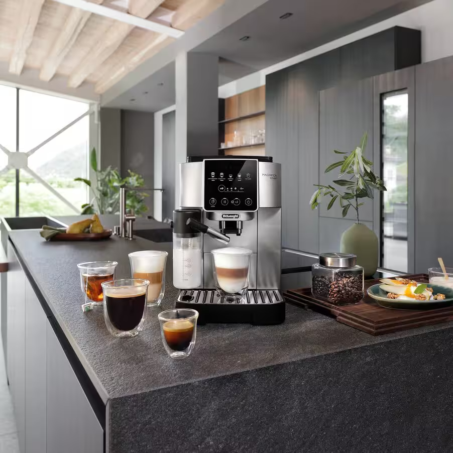DeLonghi Magnifica Start Coffee Machine 1450W 15 Bar, ECAM220.80.SB - Silver & Black