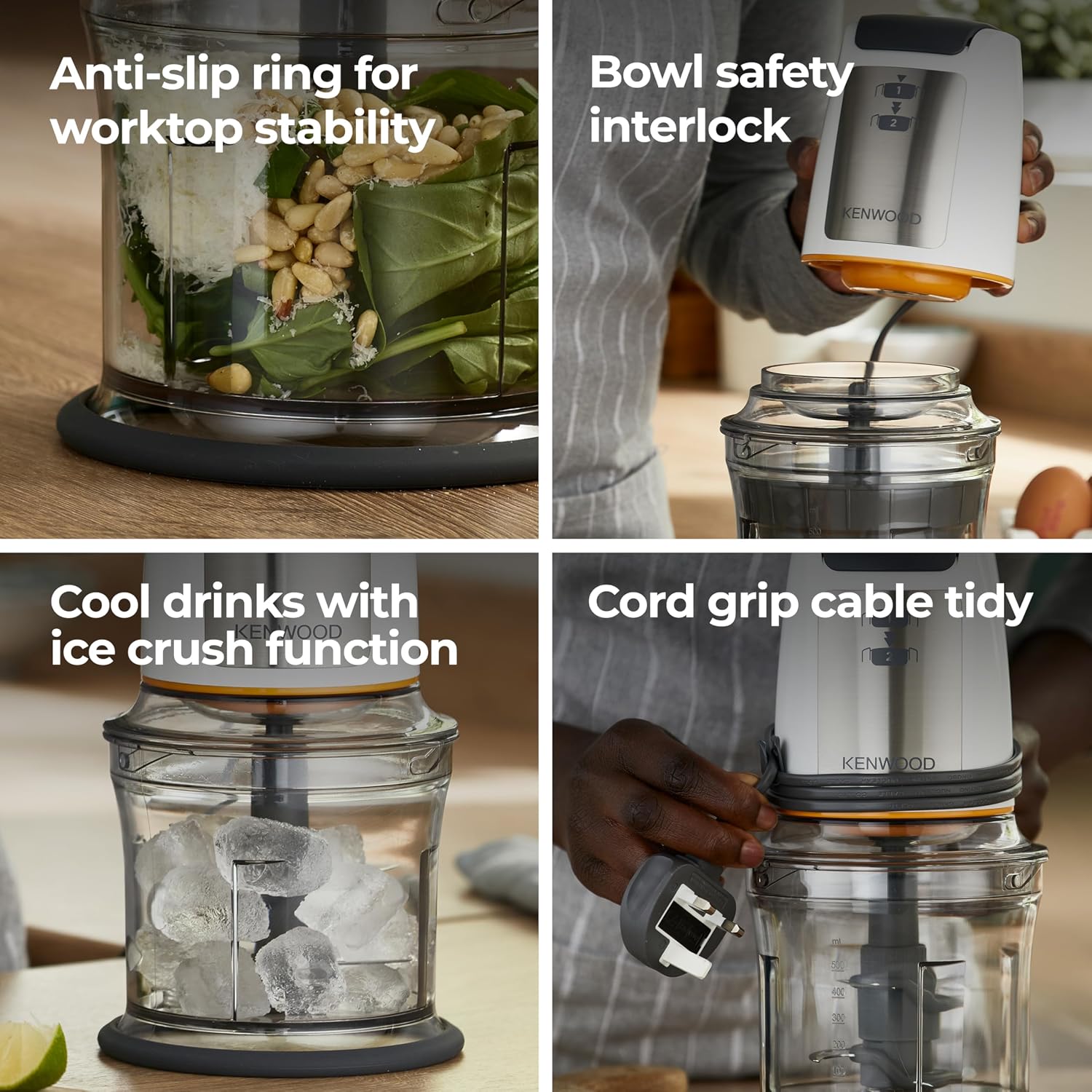 Kenwood Easy Chop Chopper, 0.5 L Bowl, 2 Speed, Four Blade System - Silver