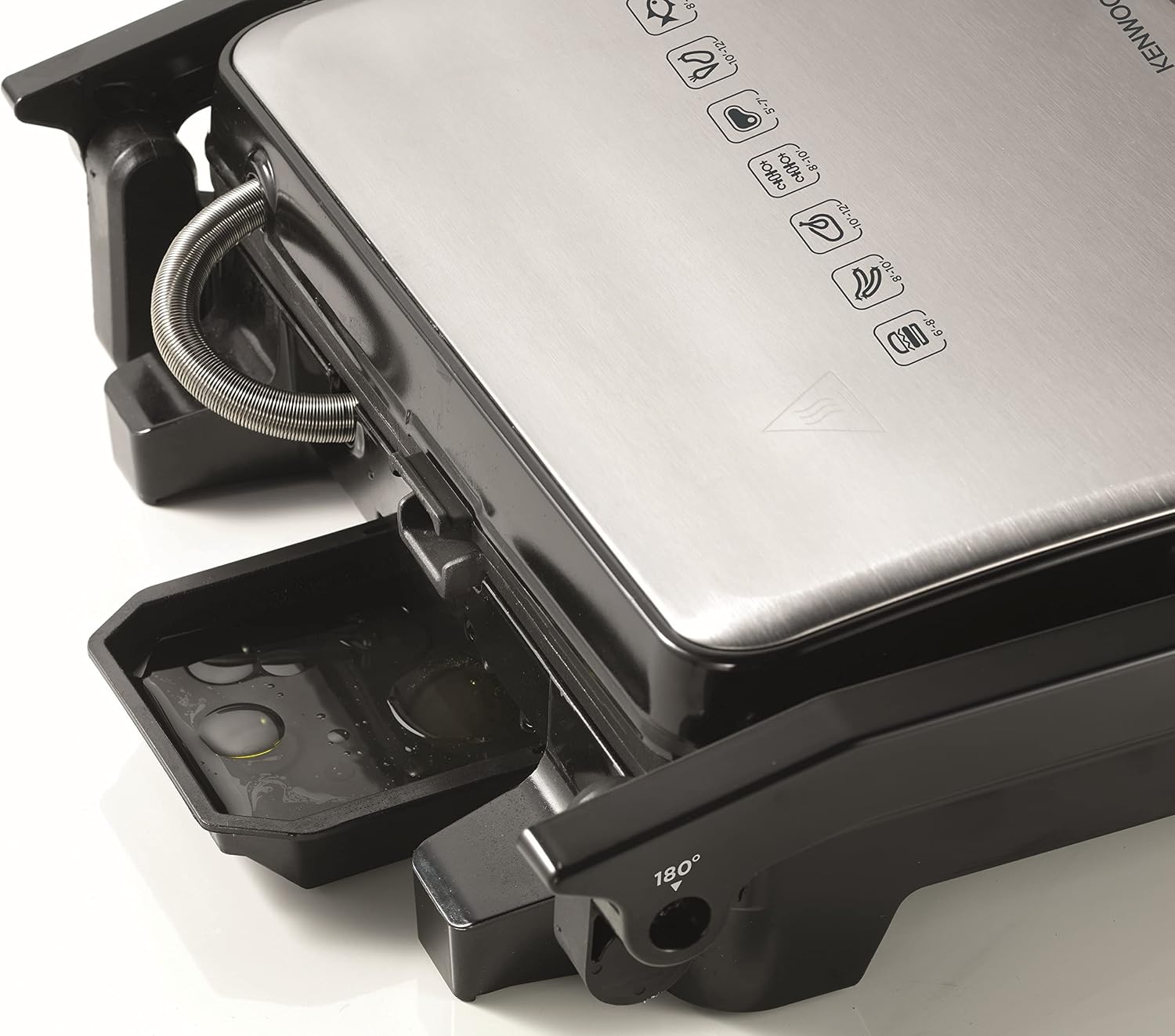 Kenwood Grill 2000W Contact Health Grill Panini Press - Silver & Black