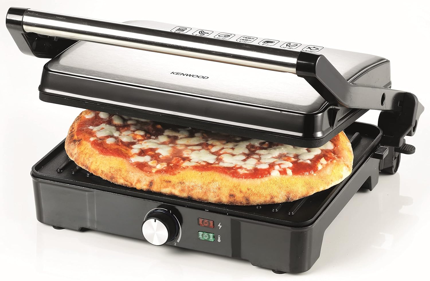 Kenwood Grill 2000W Contact Health Grill Panini Press - Silver & Black