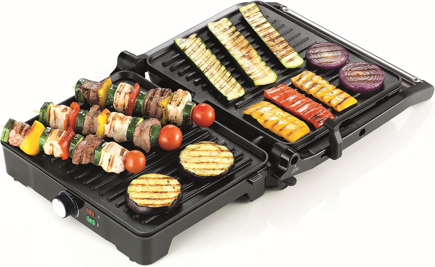 Kenwood Grill 2000W Contact Health Grill Panini Press - Silver & Black