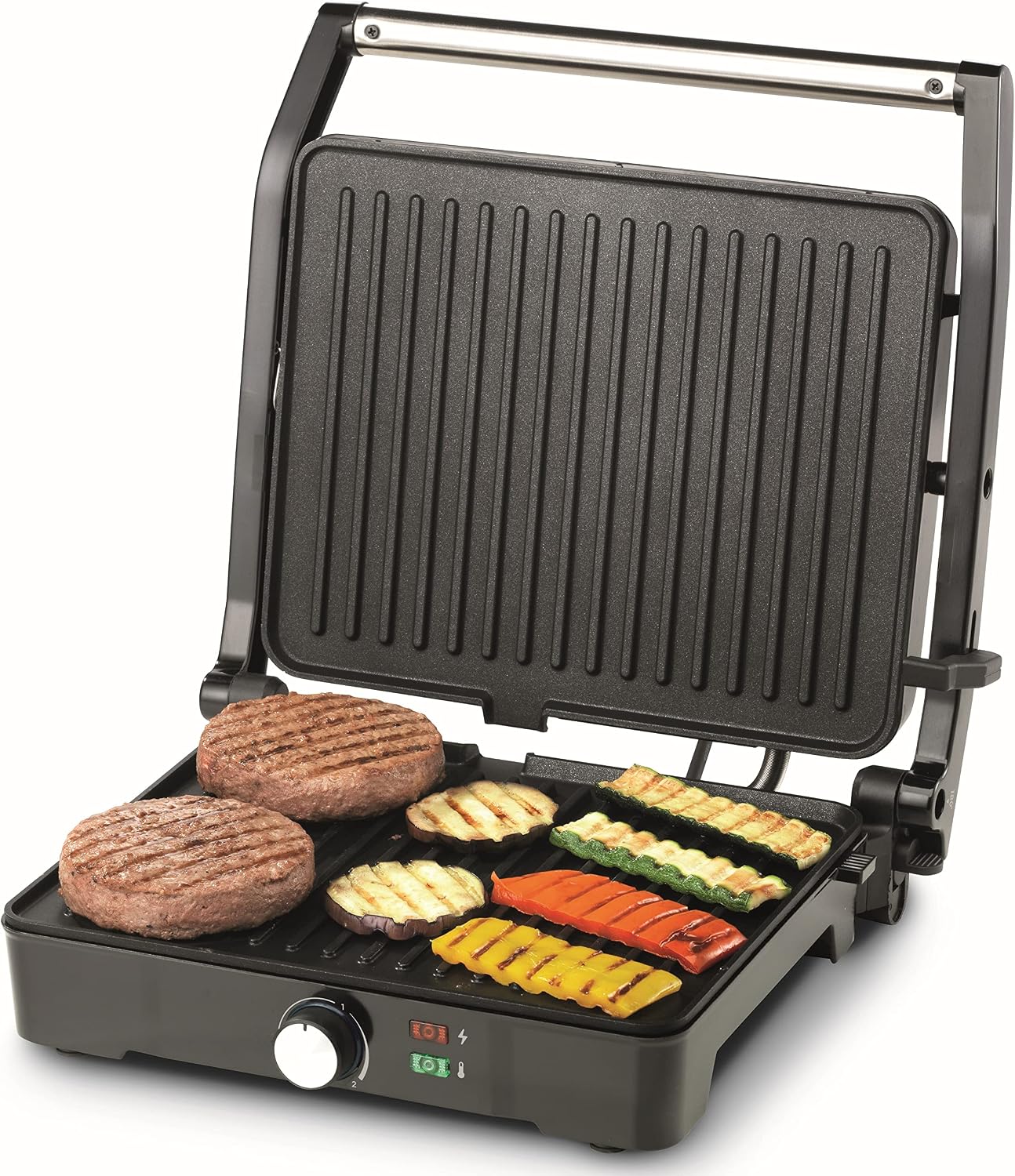 Kenwood Grill 2000W Contact Health Grill Panini Press - Silver & Black