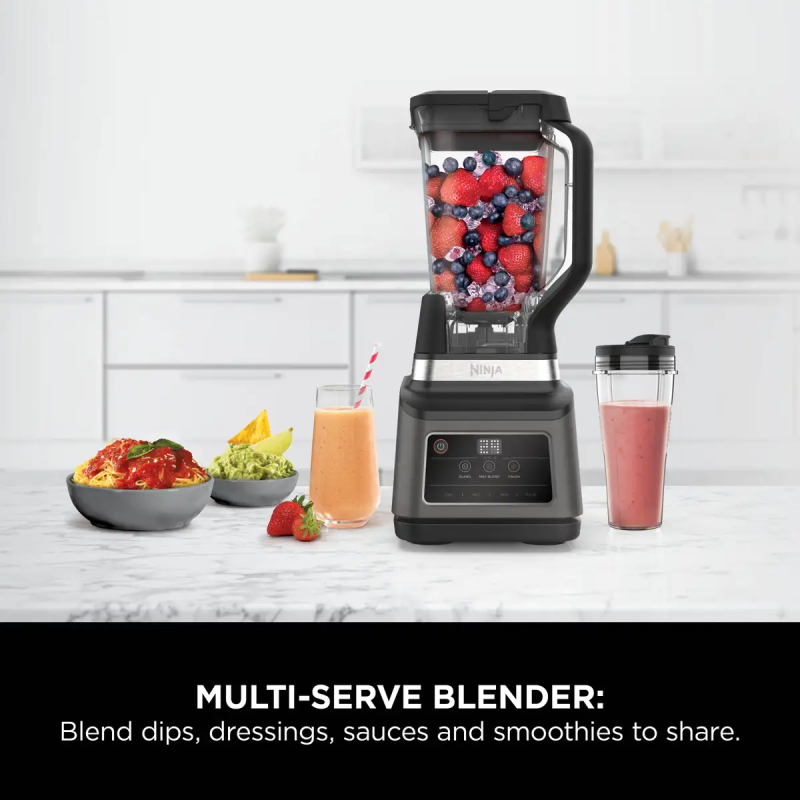 Ninja 2-In-1 Professional Blender, One-Touch Blending Programs, 1200W - Black & Grey