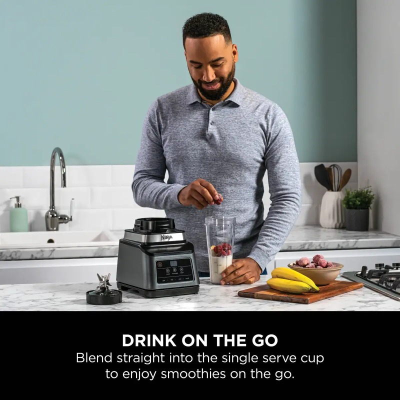 Ninja 2-In-1 Professional Blender, One-Touch Blending Programs, 1200W - Black & Grey