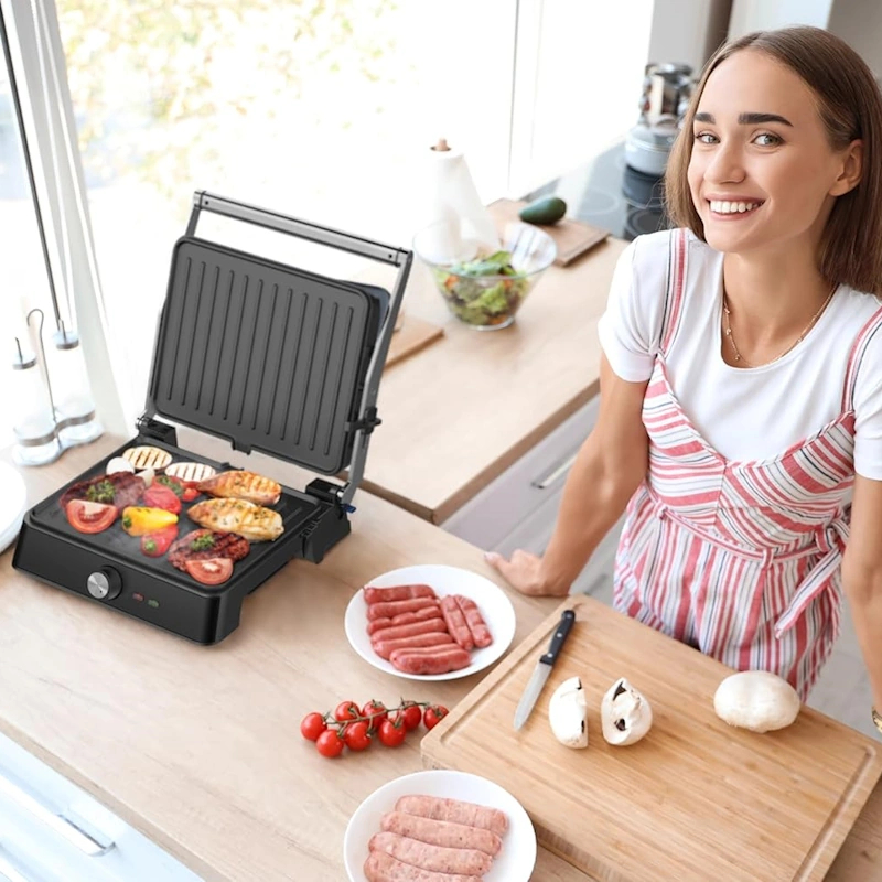Westinghouse Retro Contact Grill 2200W, Cool Touch Handles - Black