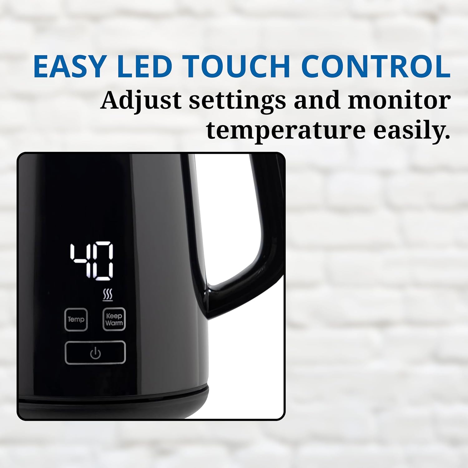Westinghouse USA 1.7L Digital Electric Kettle, 2200W - Black