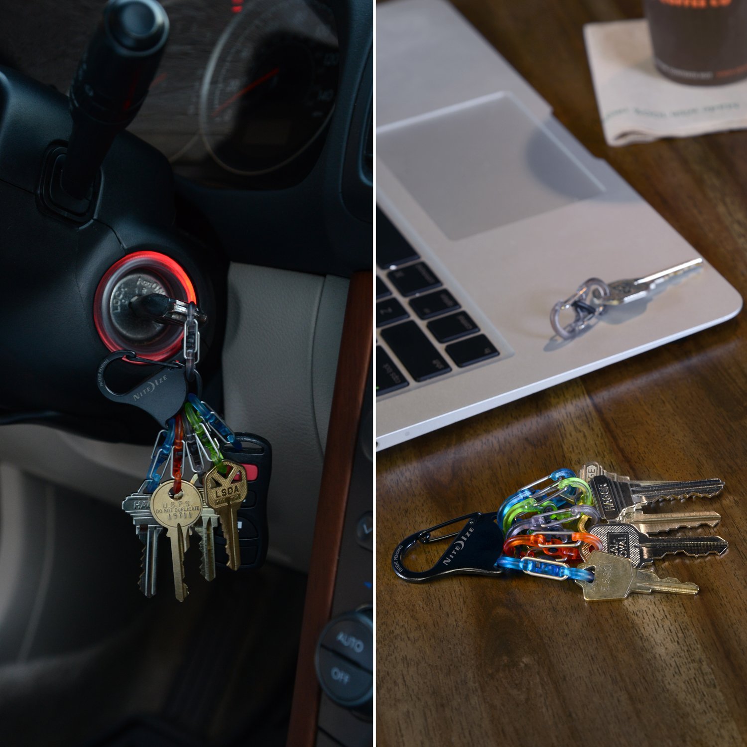 Nite Ize KeyRack Locker, Stainless Steel Carabiner with Six S-Biner MicroLocks To Securely Hold Keys