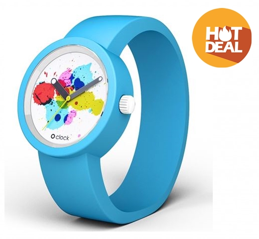 O'Clock Watch - Splash Two Dial With Light Blue Strap