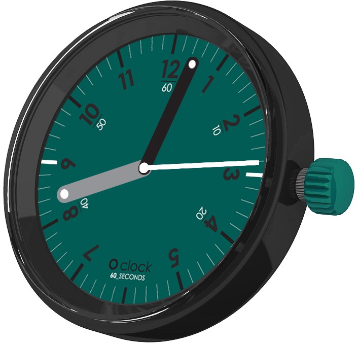 O'clock Watch Dial - 60 Seconds - Green and Black - OCF99