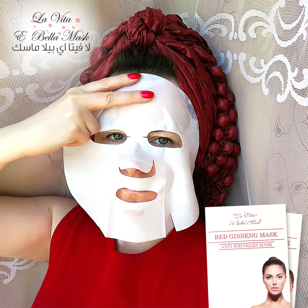 La Vita E'bella Red Ginseng Mask anti wrinkles (Pack of 4 sheet)